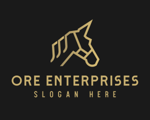 Gold Unicorn Horse logo design