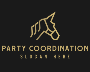 Gold Unicorn Horse logo design