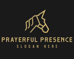 Gold Unicorn Horse logo design