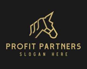 Gold Unicorn Horse logo design