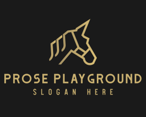 Gold Unicorn Horse logo design