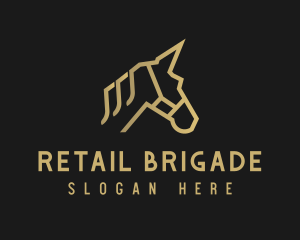 Gold Unicorn Horse logo design