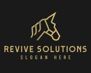 Gold Unicorn Horse logo design