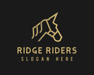 Gold Unicorn Horse logo design