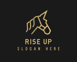 Gold Unicorn Horse logo design