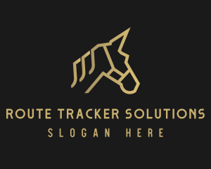 Gold Unicorn Horse logo design