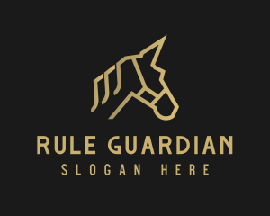 Gold Unicorn Horse logo design