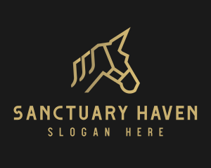 Gold Unicorn Horse logo design