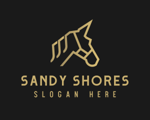 Gold Unicorn Horse logo design