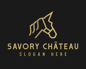 Gold Unicorn Horse logo design