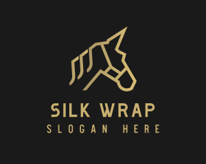 Gold Unicorn Horse logo design