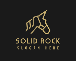 Gold Unicorn Horse logo design