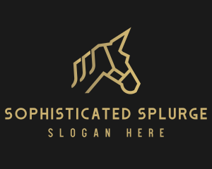 Gold Unicorn Horse logo design