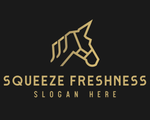 Gold Unicorn Horse logo design