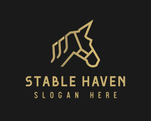 Gold Unicorn Horse logo