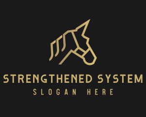 Gold Unicorn Horse logo design