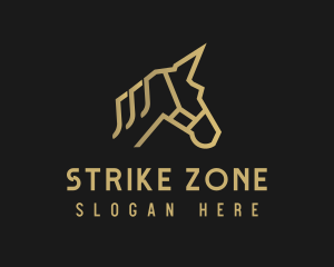 Gold Unicorn Horse logo design