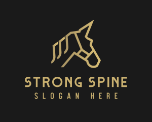 Gold Unicorn Horse logo design