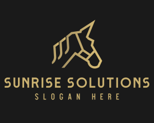 Gold Unicorn Horse logo design