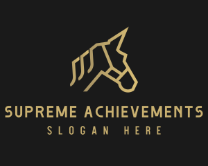 Gold Unicorn Horse logo design