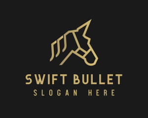 Gold Unicorn Horse logo design