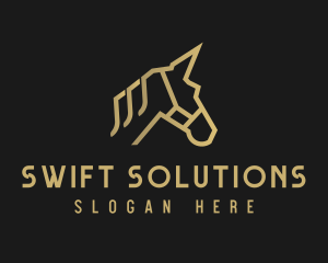 Gold Unicorn Horse logo design