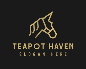 Gold Unicorn Horse logo design