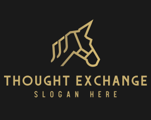 Gold Unicorn Horse logo design