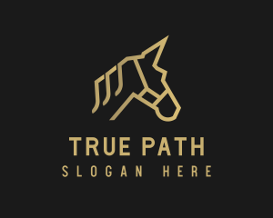 Gold Unicorn Horse logo design