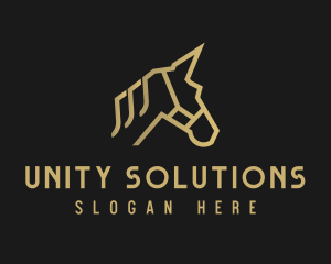 Gold Unicorn Horse logo design