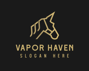 Gold Unicorn Horse logo design