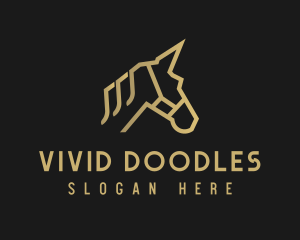 Gold Unicorn Horse logo design