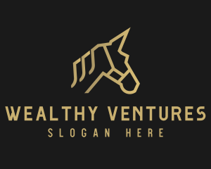 Gold Unicorn Horse logo design