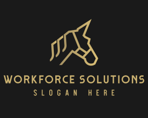 Gold Unicorn Horse logo design