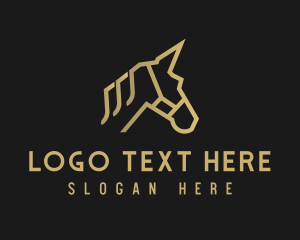 Fantasy - Gold Unicorn Horse logo design