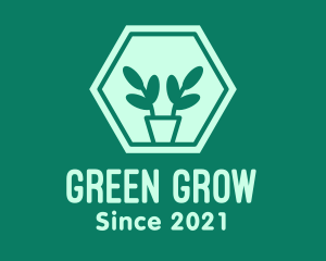 Green Plant Hexagon logo design