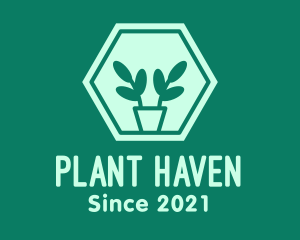 Green Plant Hexagon logo design