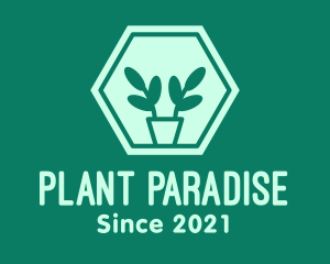 Green Plant Hexagon logo design