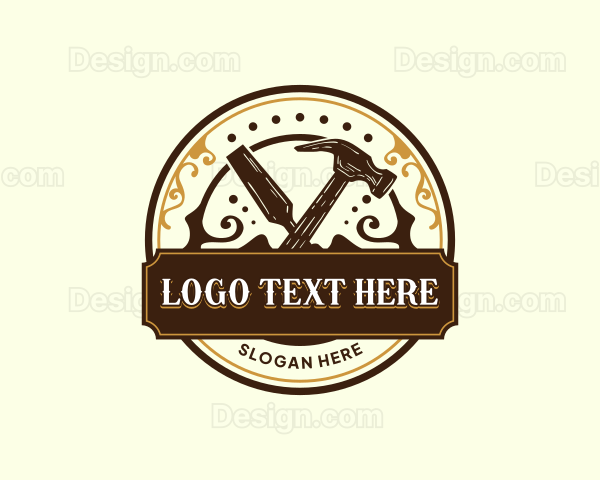 Chisel Hammer Woodwork Logo