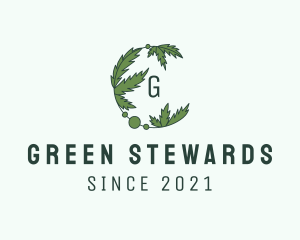 Green Cannabis Leaf logo design