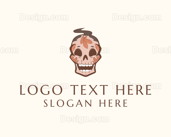 Decorative Leaf Skull Logo