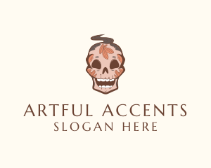Decorative Leaf Skull logo