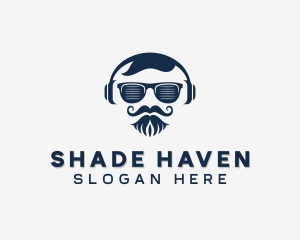 Mustache Sunglasses DJ logo design