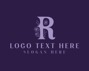 Floral Daisy Letter R  Logo