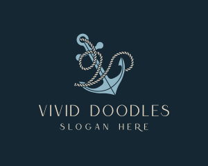 Sailor Anchor Rope Letter V logo design