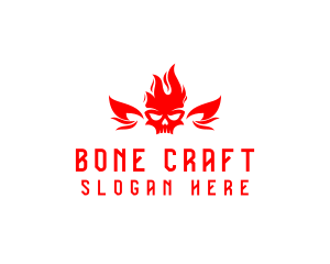 Skull Red Wings logo design