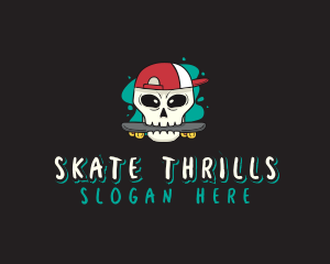 Graffiti Skater Skull logo design