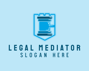 Blue Gavel Shield logo design