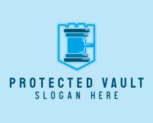 Blue Gavel Shield logo design