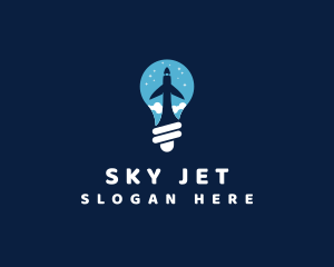 Lightbulb Airplane Travel logo design